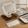 Hochwertiger drehbarer Laptopständer mit Karbonstahl- und Holzmaserungsdesign
